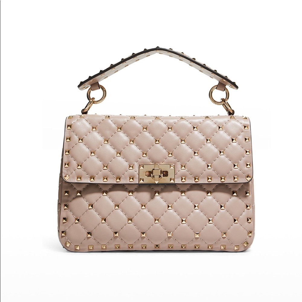 Valentino Neutral Large Rockstud Spike Shoulder Bag
